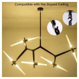 Weesalife Sputnik Modern Chandelier 10-Lights with Frosted Glass Shade, Pendant Lighting Fixture, Matte Black & Industrial Retro Style, for Dining Room, Living Room, Kitchen Island, Hotel, Farmhouse