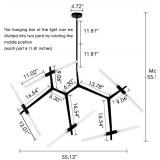 Weesalife Sputnik Modern Chandelier 10-Lights with Frosted Glass Shade, Pendant Lighting Fixture, Matte Black & Industrial Retro Style, for Dining Room, Living Room, Kitchen Island, Hotel, Farmhouse