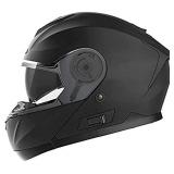 Motorcycle Modular Full Face Helmet DOT Approved - YEMA YM-926 Motorbike Moped Street Bike Racing Flip-up Helmet with Sun Visor Bluetooth Space for Adult,Youth Men and Women - Matte Black, medium