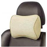 Memory Foam Car Neck Pillow Soft Leather Headrest for Driving Home Office Beige (1PC) varies slightly from stock photo