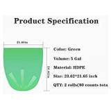 Green Trash Bag, 2 Rolls 5 Gallon Garbage Bags, Unscented Rubbish Bags, 80 Counts Wastebasket Bags,19 Liter Trash Can Liners for Bathroom, Home, Kitchen, Office 40 count