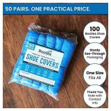 Disposable Shoe Covers for Indoors & Out - 100 Non-Slip Waterproof Boot & Shoe Booties for Contractors, Plumbers, Electricians, HVAC Techs & Realtors â 50 Pairs Fit up to Menâs Shoe Size 18 