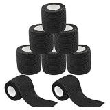 Self Adhesive Tape - Yuelong 8Pcs Self-Adherent Cohesive Tape Tattoo Grip Wrap Cover Strong Sports Tape, Black Self-Adhesive Bandage Rolls,Athletic Tape