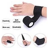 Self Adhesive Tape - Yuelong 8Pcs Self-Adherent Cohesive Tape Tattoo Grip Wrap Cover Strong Sports Tape, Black Self-Adhesive Bandage Rolls,Athletic Tape
