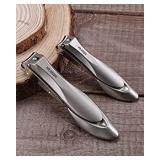 Nail Clippers for Thick Nails, Professional Nail Clipper with Catcher, Medical Grade Stainless Steel, Sharp and Durable Nail Clipper Kit for Men and Women, Bionic Design (Small & Large COLOR IS BLACK