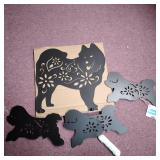 Garden Animal Silhouette Black Stake Puppy Dog Shaped Yard Decor Metal Art Lawn Outdoor Home Decor** different style see pics ** BONUS THIS HAS 4 DOGS IN SET