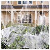 1000 sq. Ft. Cobweb Topper with Faux Spiders - High Stretch Indoor and Outdoor Halloween Decorations