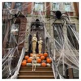 1000 sq. Ft. Cobweb Topper with Faux Spiders - High Stretch Indoor and Outdoor Halloween Decorations