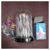 Beauty and the Beast Rose, Galaxy Rose with Led Light and Artificial Flowers in Glass Dome Forever Rose on Wooden Base. Mom Birthday Gift and Valentine