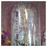 Beauty and the Beast Rose, Galaxy Rose with Led Light and Artificial Flowers in Glass Dome Forever Rose on Wooden Base. Mom Birthday Gift and Valentine