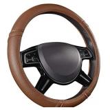 Universal Classic Leather Steering Wheel Covers for Car Brown ** see pocs for design