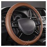 Universal Classic Leather Steering Wheel Covers for Car Brown ** see pocs for design