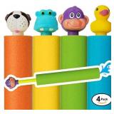 Water Gun - Set of 4 Safe Foam Pumps - Outdoor Toy for Kids and Adults - For Pool, Beach, Yard and Park. 4 animal figures in 4 bright colors. Up to 9 m. Blast** different animals see pics