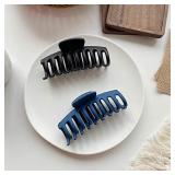 Set of 2 Large Hair Clips for Thick Thin Hair, Matte Non-slip for Women and Girls, Jaw and Banana Hair Clips with Strong Hold** both are black
