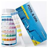 Pool and Spa Test Strips - 100 ct - 7 Way Test Kit for Free Chlorine, Total Chlorine, Bromine, Total Hardness, Total Alkalinity, pH and Cyanuric Acid Test - Maintain water quality ** different brand