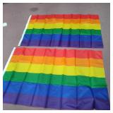 ANLEY Set of 2 Rainbow Flags 10.2 x 1.8m 6 Stripes - Vivid Colors and UV Resistant - Canvas Head and Double Stitching - Polyester Banner with Brass Grommets 1.2 x 1.8 m