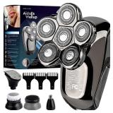 AidallsWellup Menâs 5-in-1 Electric Head Shaver for Bald Men - Head Shaver for Men - Anti-Pinch - Ergonomic Design - Cordless and Rechargeable.