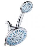 Antimicrobial/Anti-Clog High-Pressure 30-setting Rainfall Shower Combo by AquaDance with Microban Nozzle Protection from Growth of Mold Mildew & Bacteria for Stronger Shower! Wave Blue