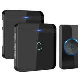 Wireless Doorbell, AVANTEK D-3B Waterproof Door Chime Kit Operating at over 1300 Feet with 2 Plug-In Receivers, 52 Melodies, CD Quality Sound and LED Flash