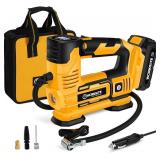 Tire Inflator Air Compressor Portable, 20V Cordless Tire Pump 150 PSI with Digital Pressure Gauge, Rechargeable Li-ion Battery and 12V Car Power Adapter, WORKSITE