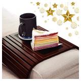 Lenue Bamboo Sofa Arm Tray - Small Tv Side Table For Your Couch