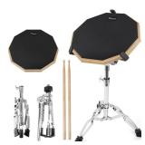 Kmise Snare Drum Practice Pad 12 inch Double Side with Stand Sticks for Beginner