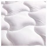 SLEEP ZONE Quilted Mattress Pad Cover Full Cooling Fluffy Soft Topper Upto 21 inch Pocket, White, Full