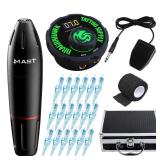 Dragonhawk Mast Pen Rotary Tattoo Machine Power Supply 20Pcs Wjx Cartridges Needles Foot Pedal with Big Case 1013-10 (Machine Kit)