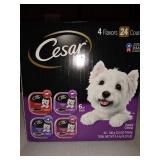 (24 Pack) CESAR Soft Wet Dog Food Classic Loaf in Sauce Beef Recipe, Filet Mignon, Grilled Chicken and Porterhouse Steak Variety Pack, 3.5 oz. Easy Peel Trays