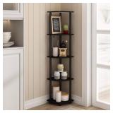 Furinno Turn-N-Tube 5 Tier Corner Display Rack Multipurpose Shelving Unit, Espresso/Black