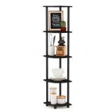 Furinno Turn-N-Tube 5 Tier Corner Display Rack Multipurpose Shelving Unit, Espresso/Black