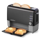 West Bend 77224 QuikServe Slide Through Wide-Slot Toaster with Cool Touch Exterior & Removable Crumb Tray, 2-Slice, Black