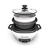 BLACK+DECKER 3-Cup Electric Rice Cooker with Keep-Warm Function, White, RC503