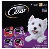 (24 Pack) CESAR Soft Wet Dog Food Classic Loaf in Sauce Beef Recipe, Filet Mignon, Grilled Chicken and Porterhouse Steak Variety Pack, 3.5 oz. Easy Peel Trays