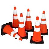 TUFFIOM 6Pcs Safety Traffic Cones, 28" Orange Slim Fluorescent Reflective Collars, Road Parking Field Marker Cones for Outdoor Activity & Festive Events Multipurpose