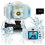 Agoigo Kids Waterproof Camera Toys for 3-12 Year Old Boys Girls Christmas Birthday Gifts Kids Underwater Sports Camera HD Children Digital Action Camera 2 Inch Screen with 32GB Card (Blue)