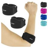 Vive Tennis Elbow Brace (Pair) - Rheumatoid Arthritis Strap For Bursitis, Golfers, Lateral & Medial Epicondylitis, Tendinitis - Padded Compression Arm Support Band - Adjustable Forearm Pain Relief