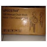 SPECSTAR 10 Feet Manual Hand Chain Block Hoist with 2 Hooks 1 Ton Capacity Red