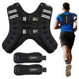PACEARTH Weighted Vest with Ankle/Wrist Weights 6lbs-25lbs Adjustable Body Weight Vest with Reflective Stripe Workout Equipment for Strength Training, Cardio, Walking, Jogging, Running for Men Women