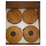 FairyLavie 3 Inch Ceramic Little Pots for Plants, Geometric Pattern Succulent Plant Pots Planters with Bamboo Tray, Perfect for Home Office Decor and Ideal Gift for Family Friends Colleague, Set of 4