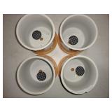 FairyLavie 3 Inch Ceramic Little Pots for Plants, Geometric Pattern Succulent Plant Pots Planters with Bamboo Tray, Perfect for Home Office Decor and Ideal Gift for Family Friends Colleague, Set of 4