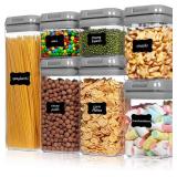 Airtight Food Storage Containers, Vtopmart 7 Pieces BPA Free Plastic Cereal Containers with Easy Lock Lids, for Kitchen Pantry Organization and Storage, Include 24 Labels