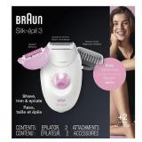 Braun Silk-epil 3 3-270, Epilator for Women for Long-Lasting Hair Removal, White/Pink