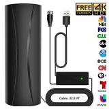 Outdoor Indoor TV Antenna 200+ Miles Range with Built-in Amplifier,Digital HDTV Antenna with 36ft Long Coax Cable Support All Television,for Free Local Channels 4K HD 1080P VHF UHF