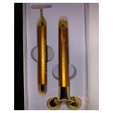 DANGSHAN 2-In-1 Beauty Bar 24K Golden Pulse Face Massager, 3D Roller Electric Sonic Energy Beauty Bar And T Shape Face Massager Kit For Face Lift Anti-Aging Anti-Wrinkles Skin Tightening Face Firming