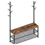 Rolanstar Shoe Bench with Coat Rack, 3-Tier Entryway Bench