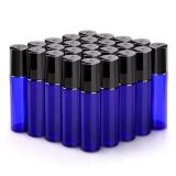 25 Pack Roller Bottles, sungwoo 10 ml Essential Oil Glass Roller Bottles with Stainless Steel Roller Balls