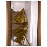 AMADA HOMEFURNISHING White Floating Shelves - Wall Mounted Shelf with Triangle Golden Metal Brackets for Living Room, Bedroom, Kitchen Set of 3, AMFS12