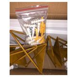 AMADA HOMEFURNISHING White Floating Shelves - Wall Mounted Shelf with Triangle Golden Metal Brackets for Living Room, Bedroom, Kitchen Set of 3, AMFS12