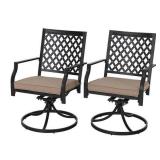 Patio Swivel Chairs Set Of 2 Metal Dining Rocker Chair With Cushion For Outdoor